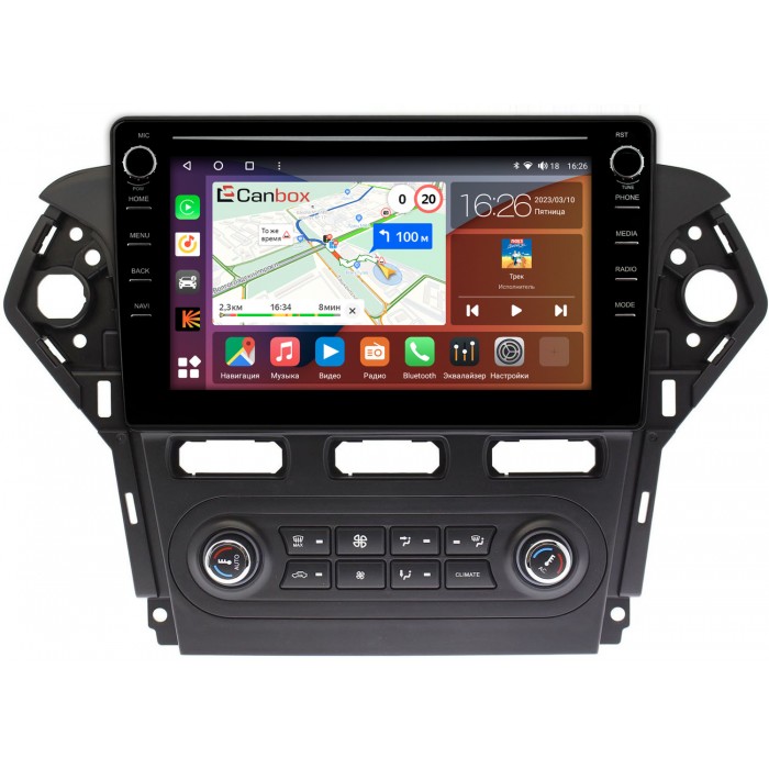 Штатная магнитола Ford Mondeo IV 2010-2015 (черная) Canbox H-Line 7897-1018 для авто с Blaupunkt на Android 10 (4G-SIM, 4/64, DSP, QLed) С крутилками