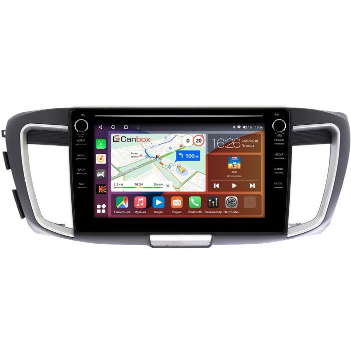 Штатная магнитола Honda Accord 9 (2012-2019) Canbox H-Line 7898-10-1156 на Android 10 (4G-SIM, 6/128, DSP, QLed) С крутилками
