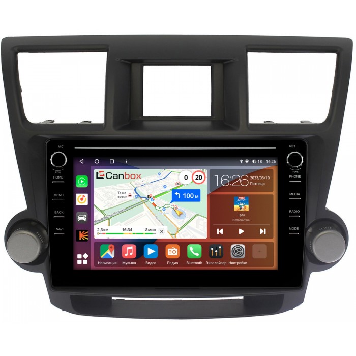 Штатная магнитола Toyota Highlander (U40) (2007-2013) Canbox H-Line 7898-10-1167 на Android 10 (4G-SIM, 6/128, DSP, QLed) С крутилками