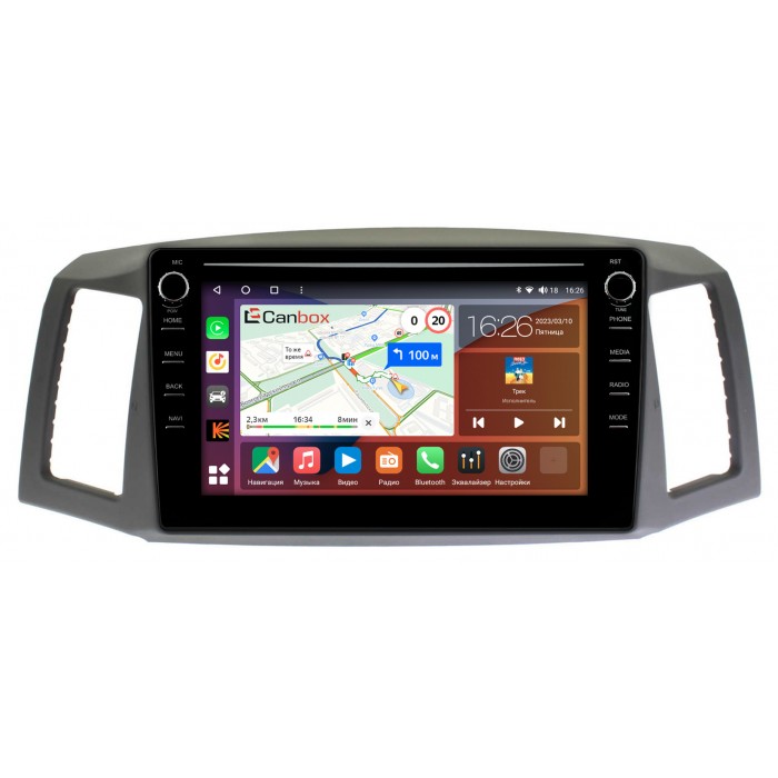 Штатная магнитола Jeep Grand Cherokee 3 (WK) (2004-2007) (руль слева) Canbox H-Line 7898-10-1193 на Android 10 (4G-SIM, 6/128, DSP, QLed) С крутилками