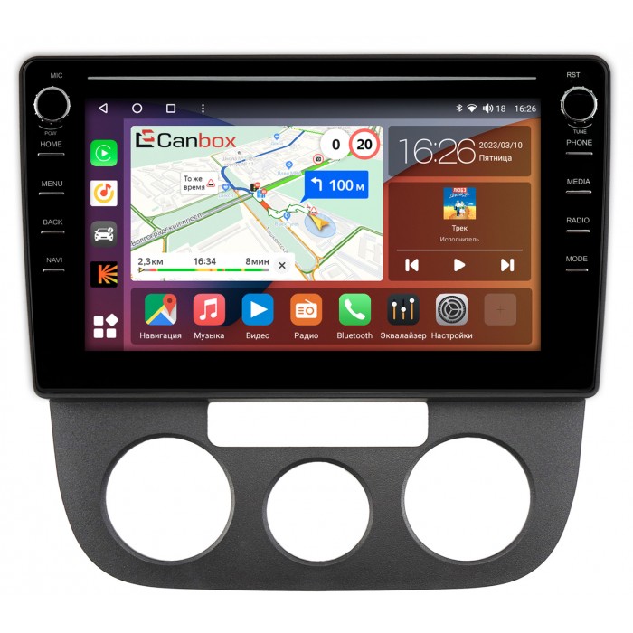 Штатная магнитола Volkswagen Jetta 2005-2011 (с кондиционером) Canbox H-Line 7898-10-1307 на Android 10 (4G-SIM, 6/128, DSP, QLed) С крутилками