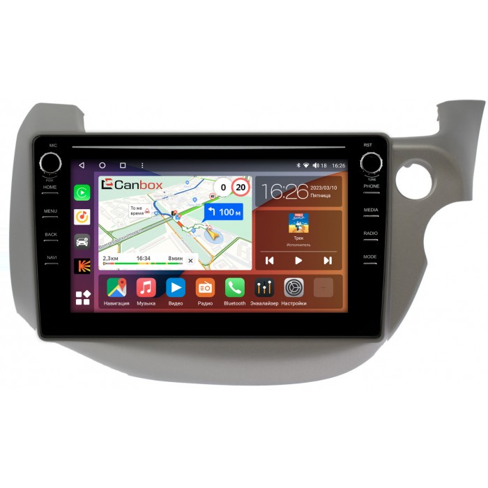 Штатная магнитола Honda Fit II 2008-2014 Canbox H-Line 7898-10-3186 на Android 10 (4G-SIM, 6/128, DSP, QLed) С крутилками