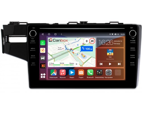 Honda Jazz III 2015-2021 (левый руль) Canbox H-Line 7898-10-468 на Android 10 (4G-SIM, 6/128, DSP, QLed) С крутилками