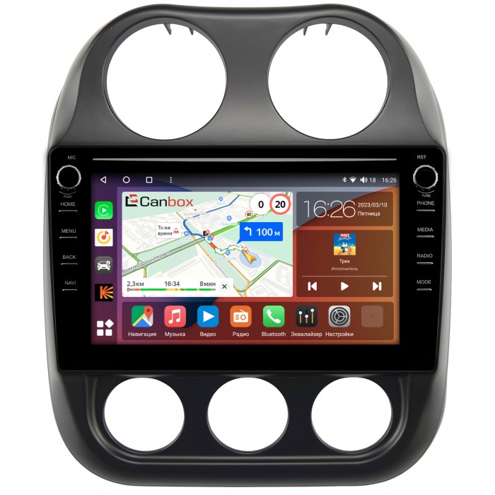Штатная магнитола Jeep Compass, Liberty (Patriot) (2009-2016) Canbox H-Line 7898-10-810 на Android 10 (4G-SIM, 6/128, DSP, QLed) С крутилками