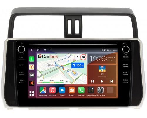 Toyota Land Cruiser Prado 150 2017-2021 Canbox H-Line 7898-1038 на Android 10 (4G-SIM, 6/128, DSP, QLed) С крутилками (для авто без 4 камер)