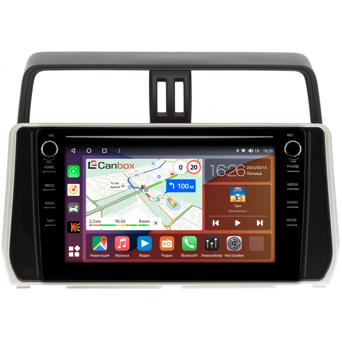 Штатная магнитола Toyota Land Cruiser Prado 150 2017-2021 Canbox H-Line 7898-1058 на Android 10 (4G-SIM, 6/128, DSP, QLed) С крутилками (для авто с 4 камерами)