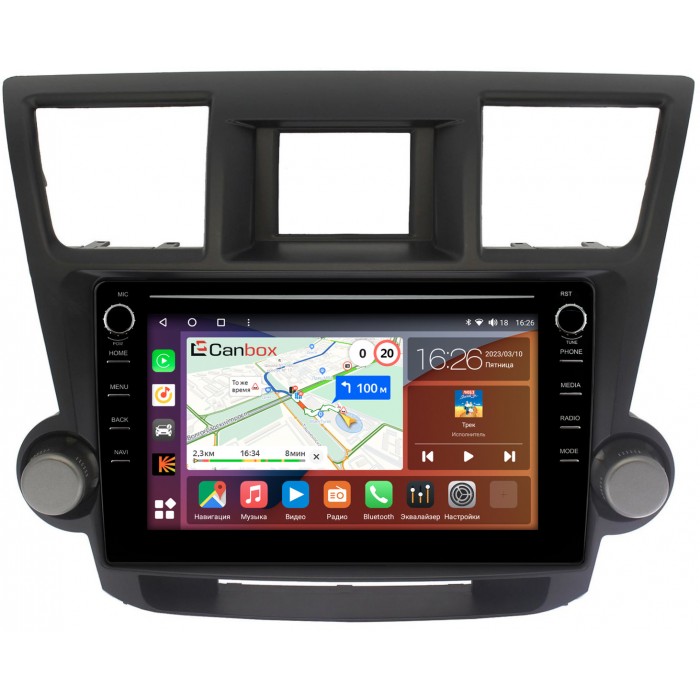 Штатная магнитола Toyota Highlander (U40) (2007-2013) (тип 2) Canbox H-Line 7898-1087 на Android 10 (4G-SIM, 6/128, DSP, QLed) С крутилками