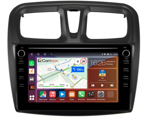 Renault Logan II, Sandero II 2013-2020 (10 дюймов) Canbox H-Line 7898-1090 на Android 10 (4G-SIM, 6/128, DSP, QLed) С крутилками