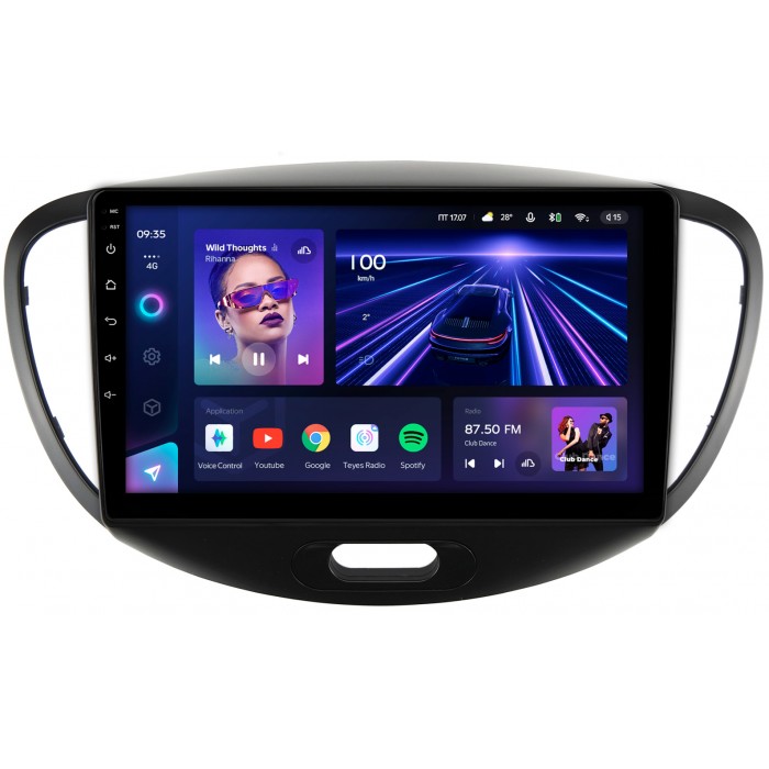 Штатная магнитола Hyundai i10 I 2007-2013 Teyes CC3 2K 9.5 дюймов 4/64 RM-9-143 на Android 10 (4G-SIM, DSP, QLed)