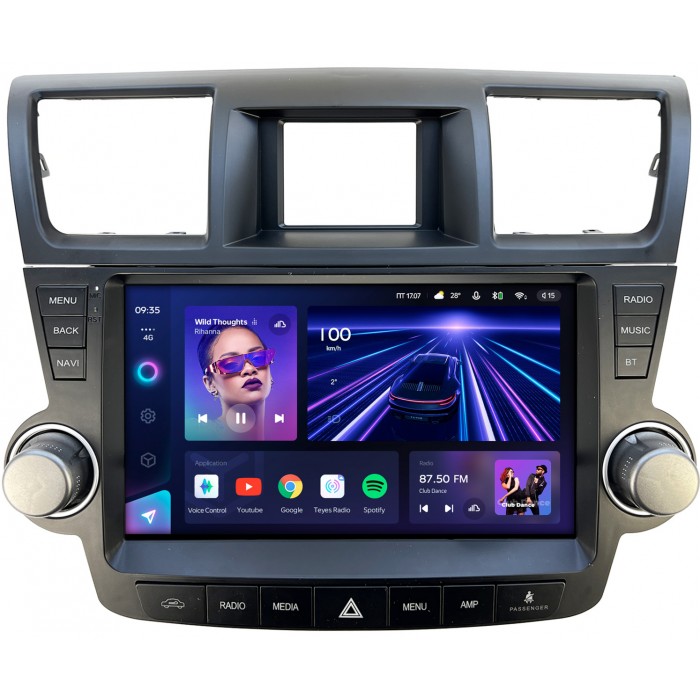 Штатная магнитола Toyota Highlander 2 (2007-2013) для авто без усилителя (Тип3) Teyes CC3 360 10 дюймов 6/128 RM-10-1180 на Android 10 (4G-SIM, DSP, QLed)