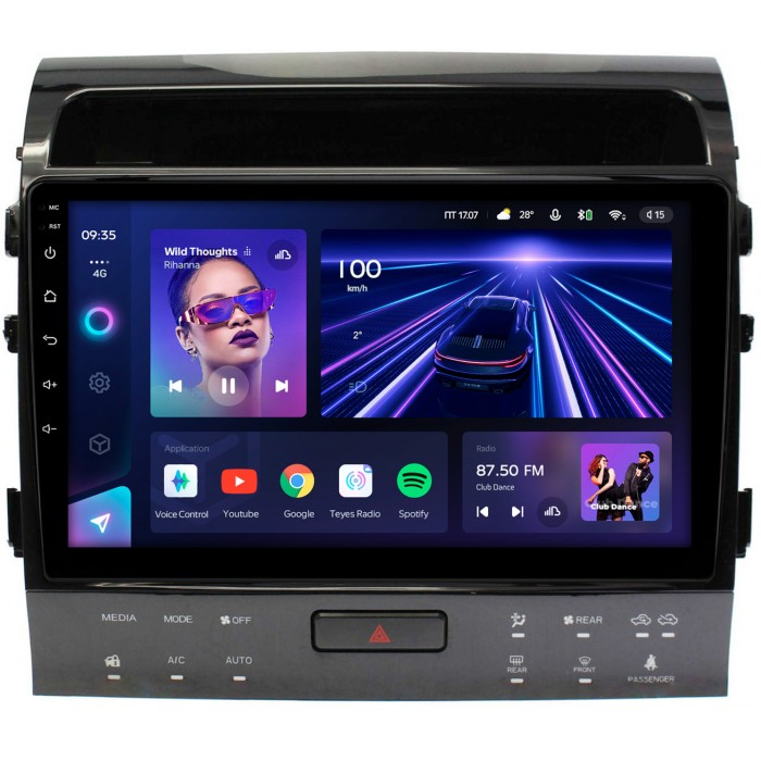 Штатная магнитола Toyota Land Cruiser 200 2007-2009 для авто с NAVI (тип1) Teyes CC3 360 10 дюймов 6/128 RM-10-1201 на Android 10 (4G-SIM, DSP, QLed)