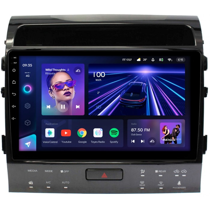 Штатная магнитола Toyota Land Cruiser 200 2013-2015 для авто с NAVI (Тип2) Teyes CC3 360 10 дюймов 6/128 RM-10-1202 на Android 10 (4G-SIM, DSP, QLed)