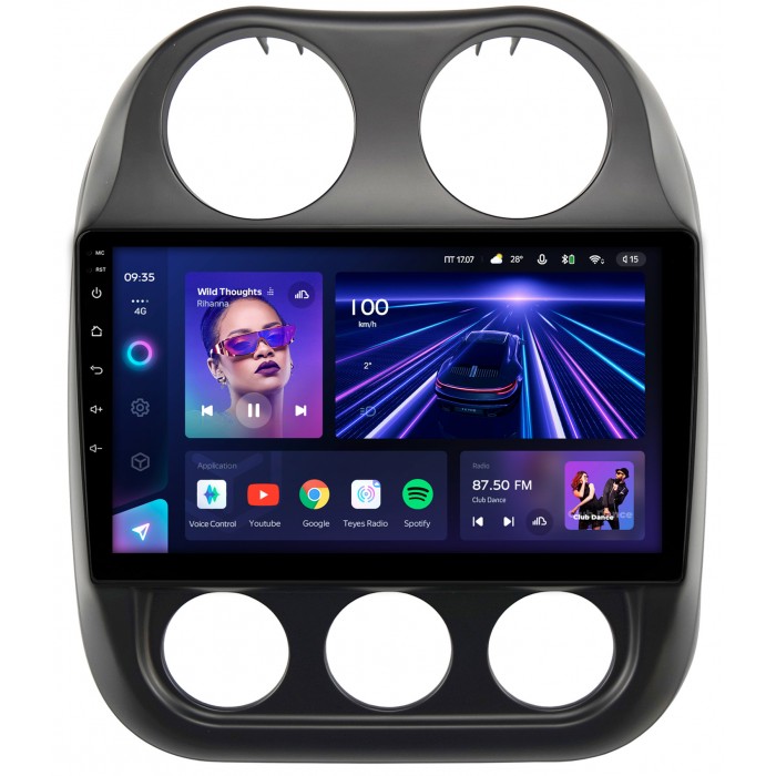 Штатная магнитола Jeep Compass, Liberty (Patriot) (2009-2016) Teyes CC3 360 10 дюймов 6/128 RM-10-810 на Android 10 (4G-SIM, DSP, QLed)