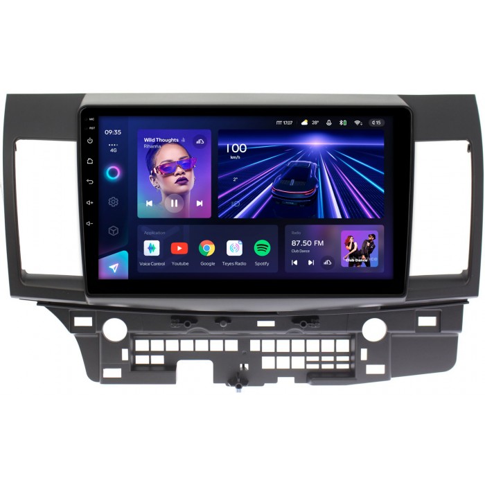 Штатная магнитола Mitsubishi Lancer X 2007-2018 для авто с Rockford Teyes CC3 360 10 дюймов 6/128 RM-1047 на Android 10 (4G-SIM, DSP, QLed)