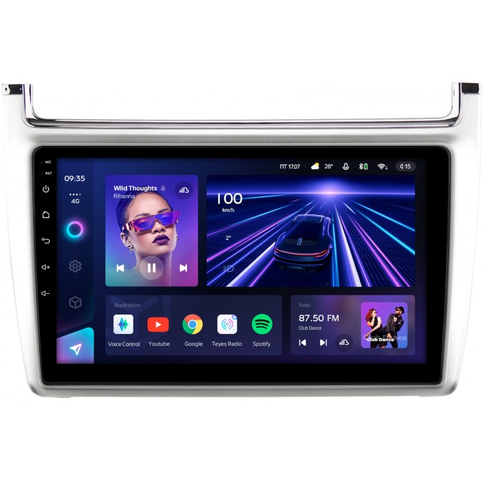 Штатная магнитола Volkswagen Polo 5 2009-2020 (серебро) Teyes CC3 360 9 дюймов 6/128 RM-9-540 на Android 10 (4G-SIM, DSP, QLed)
