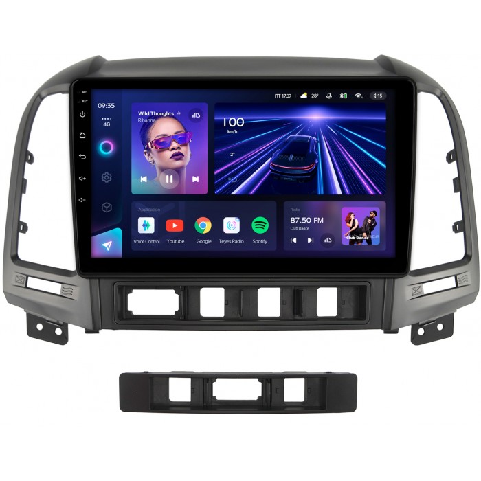 Штатная магнитола Hyundai Santa Fe II 2005-2012 Teyes CC3 360 9 дюймов 6/128 RM-9052 на Android 10 (4G-SIM, DSP, QLed)