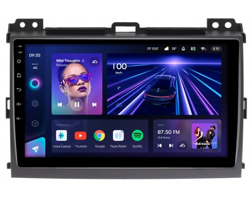Toyota LC Prado 120 2002-2009 без усилителя Teyes CC3 360 9 дюймов 6/128 RM-9063 на Android 10 (4G-SIM, DSP, QLed)