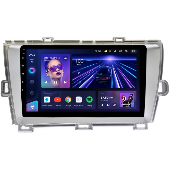 Штатная магнитола Toyota Prius III (XW30) 2009-2015 (правый руль) серебро Teyes CC3 360 9 дюймов 6/128 RM-9092 на Android 10 (4G-SIM, DSP, QLed)