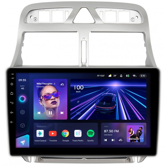 Штатная магнитола Peugeot 307 (2001-2008) (тип 2) Teyes CC3 360 9 дюймов 6/128 RM-9188 на Android 10 (4G-SIM, DSP, QLed)