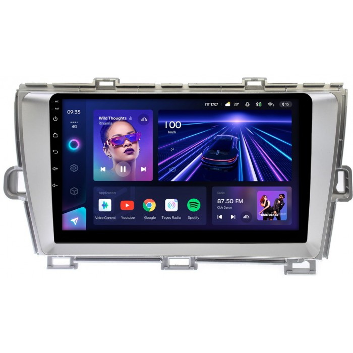 Штатная магнитола Toyota Prius III (XW30) 2009-2015 (левый руль) серебро Teyes CC3 360 9 дюймов 6/128 RM-9211 на Android 10 (4G-SIM, DSP, QLed)