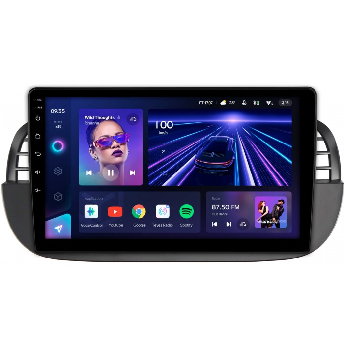 Штатная магнитола Fiat 500 2 (2007-2015) Teyes CC3 9 дюймов 3/32 RM-9-1394 на Android 10 (4G-SIM, DSP, QLed)