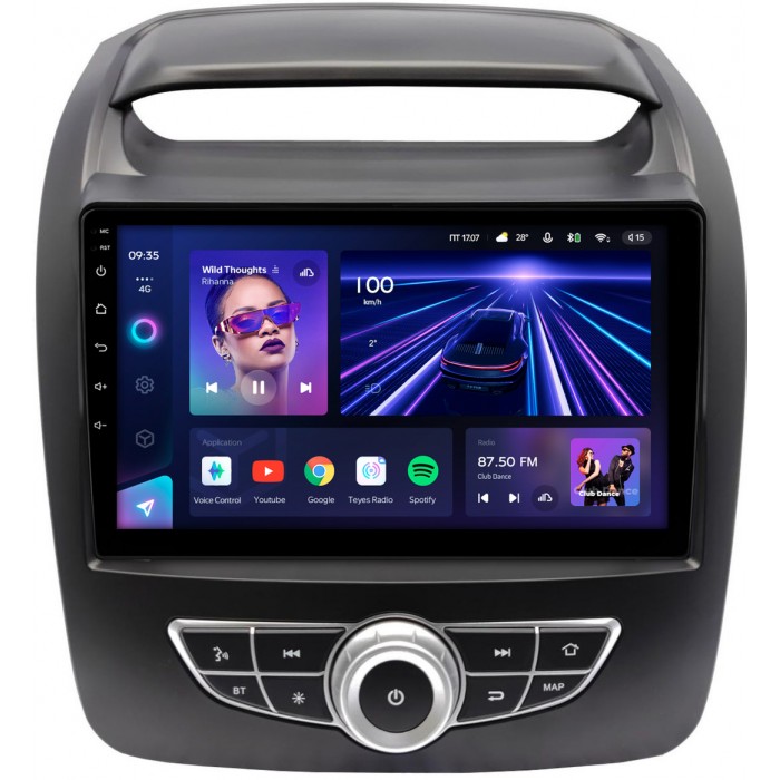 Штатная магнитола Kia Sorento II 2012-2020 (для авто с Navi с кнопками) Teyes CC3 2K 9.5 дюймов 6/128 RM-9-1319 на Android 10 (4G-SIM, DSP, QLed)