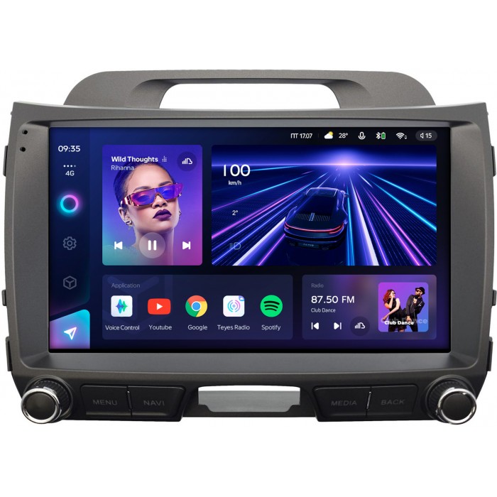 Штатная магнитола Kia Sportage III 2010-2016 Teyes CC3 2K 9.5 дюймов 6/128 RM-9-2772 на Android 10 (4G-SIM, DSP, QLed)