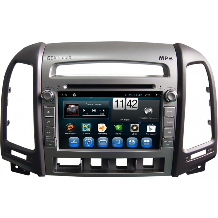 Штатная автомагнитола CarMedia KR-7031-4-T8 Hyundai Santa Fe II 2005-2010 (4 кнопки) на Android 9.1