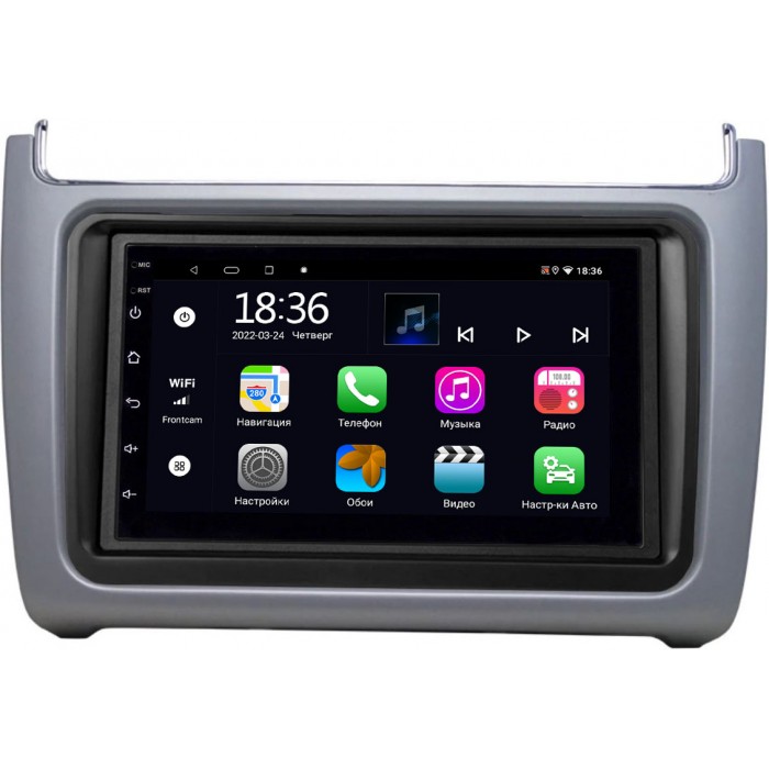 Магнитола в штатное место 2 din Volkswagen Polo 5 2009-2020 (серебро) OEM 2/32 на Android 10 CarPlay (MT7-RP-11-540-464)