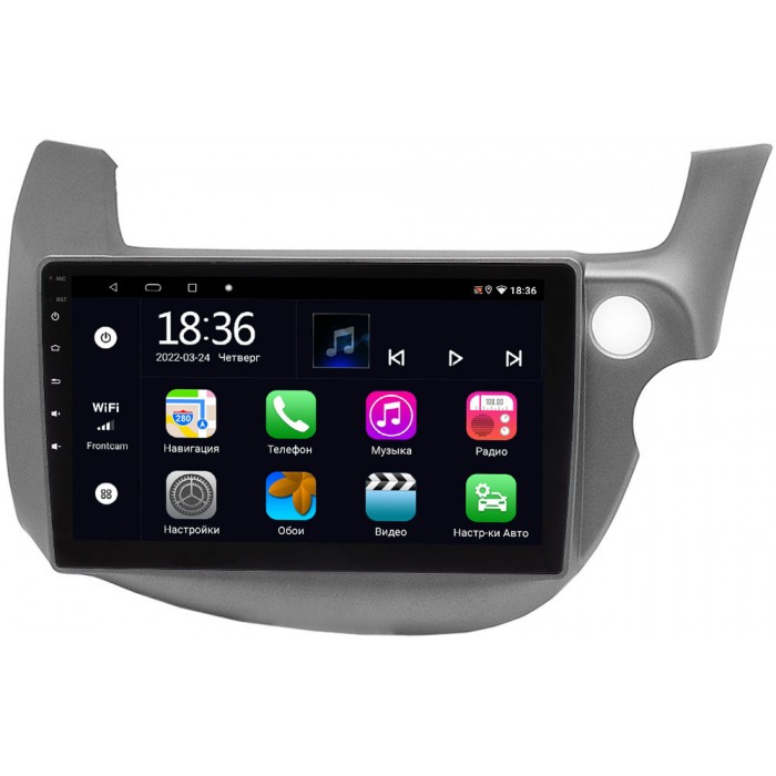 Штатная магнитола OEM MT9-3186 для Honda Fit II 2008-2014 на Android 10 CarPlay (темно-серая)