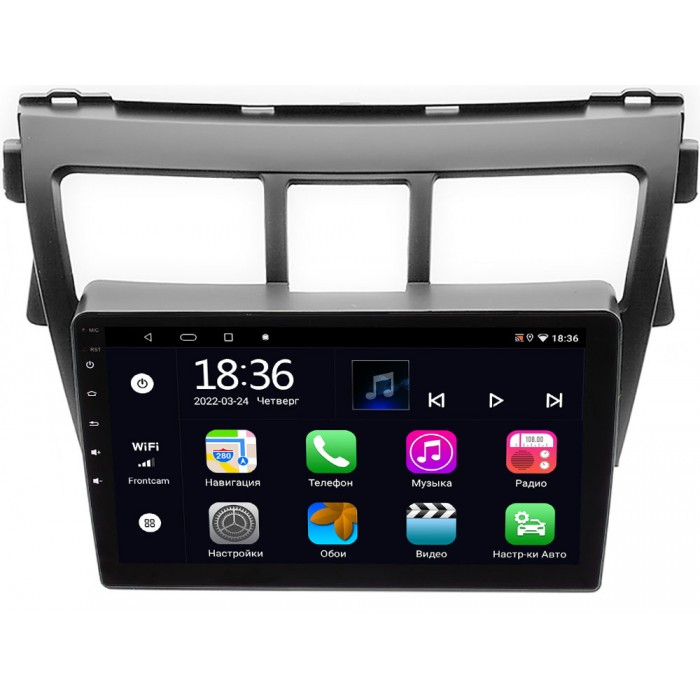 Штатная магнитола OEM MT9-402 для Toyota Belta, Vios, Yaris sedan 2005-2012 (черная) на Android 10 CarPlay