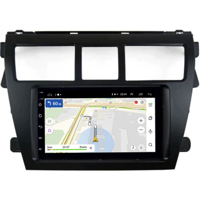 Магнитола в штатное место 2 din Toyota Belta, Vios, Yaris sedan 2005-2012 (черная) OEM на Android 10 (RK7-RP-11-402-440)