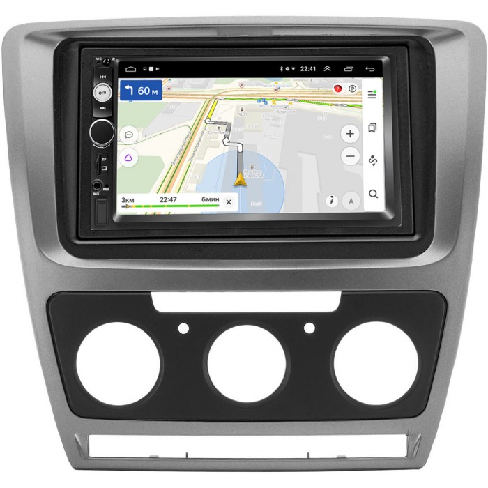 Магнитола в штатное место 2 din Skoda Yeti I 2009-2018 серая карбон (с кондиционером) OEM на Android 9.1 2/16gb (GT809-RP-11-692-404)