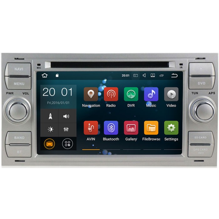 Штатная магнитола CarMedia MKD-F745S-P4N Ford Focus, C-Max, S-Max, Fiesta, Fusion, Mondeo, Transit, Kuga (серебро) на Android 10.0