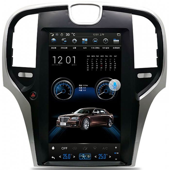 Штатная магнитола CarMedia NH-1301 для Crysler 300C II 2011-2015 Tesla Style (стиль тесла) на Android 8.1
