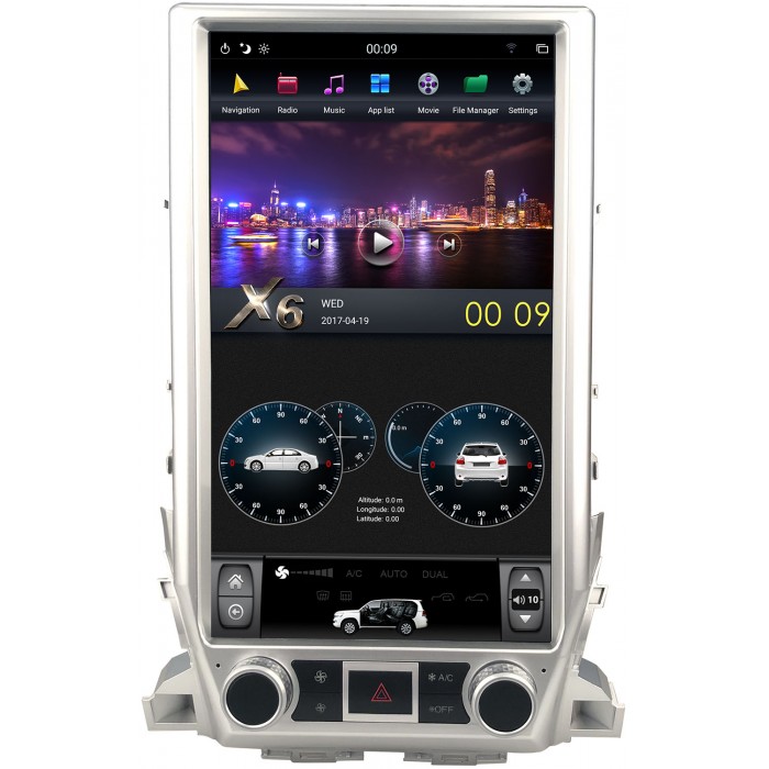 Штатная магнитола CarMedia ZF-1807H-DSP для Toyota LC 200 2015-2021 Tesla Style (стиль тесла) на Android 9.0