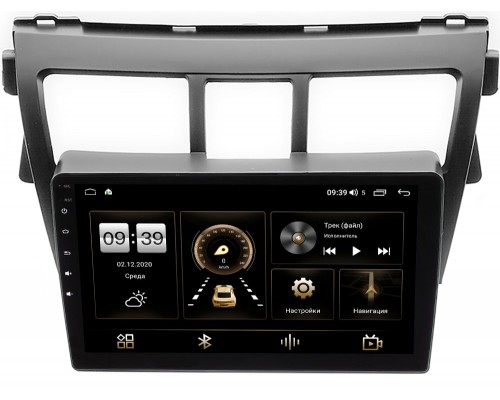 Toyota Belta, Vios, Yaris sedan 2005-2012 (черная) Canbox 3792-9-402 на Android 10 (4G-SIM, 4/64, DSP, QLed) С оптическим выходом