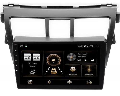 Toyota Belta, Vios, Yaris sedan 2005-2012 (черная) Canbox 4542-9-402 на Android 10 (4G-SIM, 4/64, DSP, QLed)