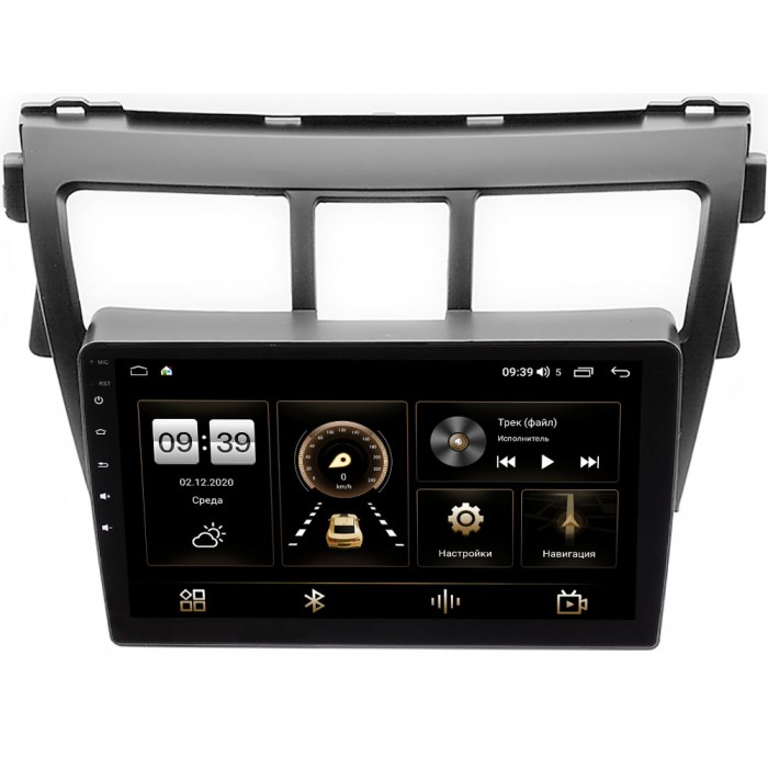 Штатная магнитола Toyota Belta, Vios, Yaris sedan 2005-2012 (черная) Canbox 4166-9-402 на Android 10 (4G-SIM, 3/32, DSP, QLed)