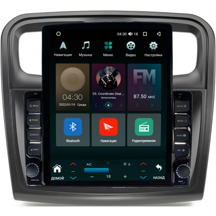 Штатная магнитола Canbox 5610-9-RE020T для Renault Logan II, Sandero II 2013-2021 на Android 10 (4G-SIM, 2/32, DSP, QLed, Tesla)