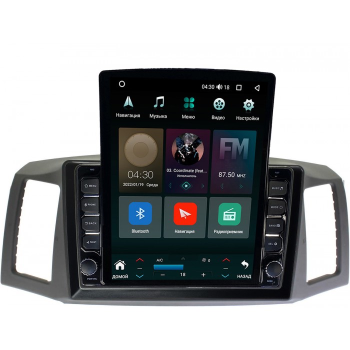 Штатная магнитола Jeep Grand Cherokee III (WK) 2004-2007 (руль слева) Canbox H-Line 5612-10-1193 на Android 10 (4G-SIM, 4/64, DSP, QLed, Tesla)