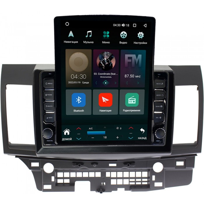 Штатная магнитола Mitsubishi Lancer X 2007-2017 для авто без Rockford Canbox M-Line 5610-1021 на Android 10 (4G-SIM, 2/32, DSP, QLed, Tesla)