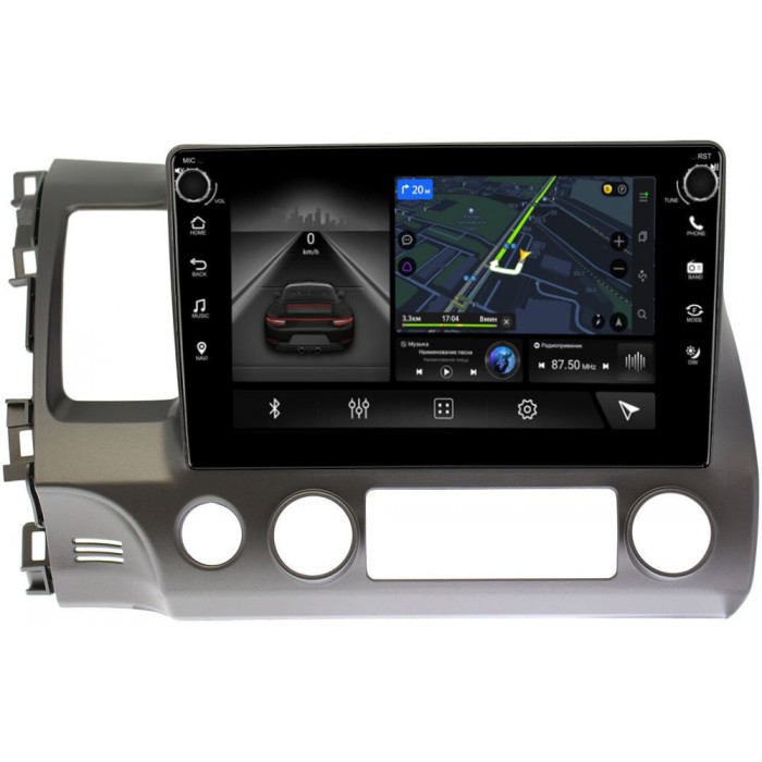 Штатная магнитола Honda Civic 8 (VIII) 4D 2005-2011 Canbox 7807-10-063 на Android 10 (4G-SIM, 4/64, DSP, QLed) С крутилками С оптическим выходом