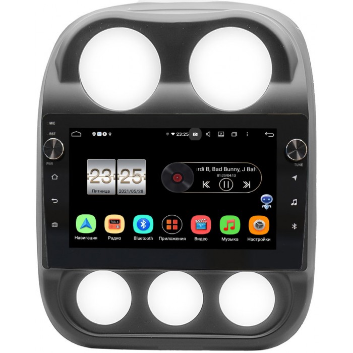 Штатная магнитола Jeep Compass I, Liberty (Patriot) 2011-2016 Canbox BPX410-10-810 на Android 10 (4/32, DSP, IPS, с голосовым ассистентом, с крутилками)