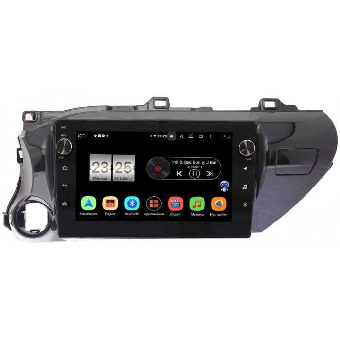 Штатная магнитола Toyota Hilux VIII 2015-2021 Canbox BPX610-1071 на Android 10 (4/64, DSP, IPS, с голосовым ассистентом, с крутилками) (для авто без магнитолы)