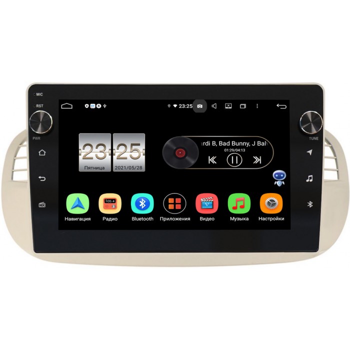 Штатная магнитола Fiat 500 II 2007-2015 Canbox BPX409-2805 на Android 10 (4/32, DSP, IPS, с голосовым ассистентом, с крутилками)