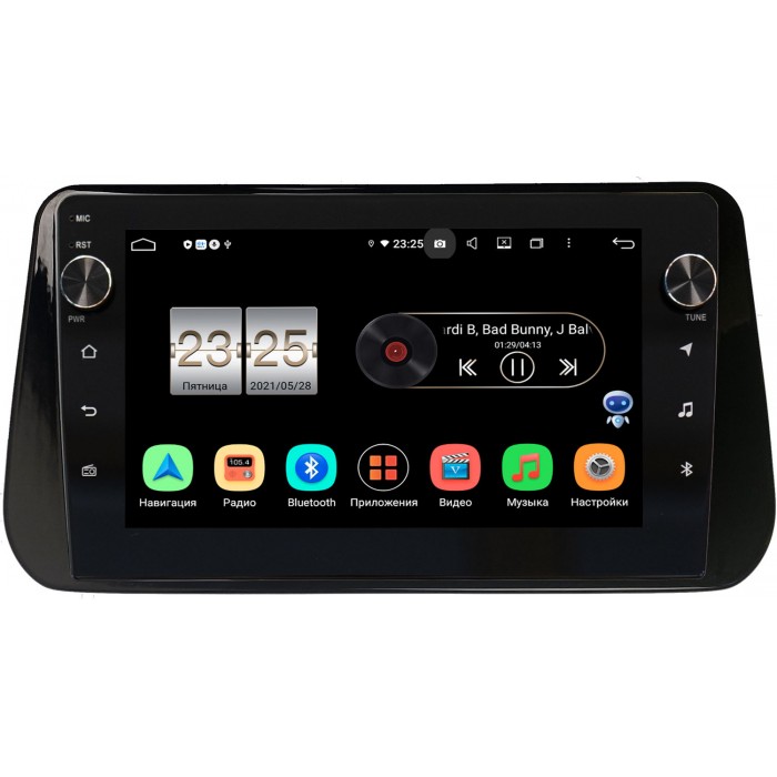 Штатная магнитола Canbox BPX610-1309 для Hyundai Santa Fe IV 2020-2022 на Android 10 (4/64, DSP, IPS, с голосовым ассистентом, с крутилками)