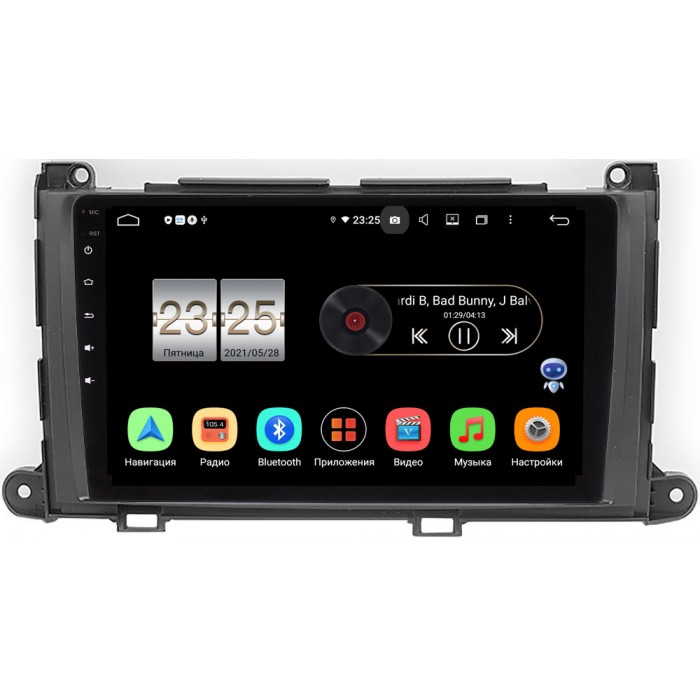 Штатная магнитола Toyota Sienna III 2010-2014 Canbox PX609-9-202 на Android 10 (4/64, DSP, IPS, с голосовым ассистентом)