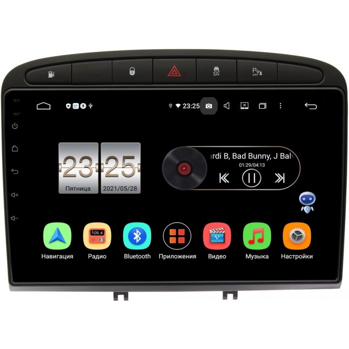 Штатная магнитола Peugeot 308 I, 408, RCZ I 2007-2017 Canbox PX609-9120 на Android 10 (4/64, DSP, IPS, с голосовым ассистентом) (черный глянец)