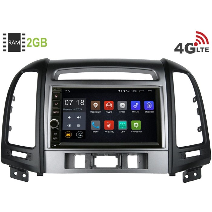 Штатная магнитола Hyundai Santa Fe II 2005-2012 (3 кнопки) Canbox 2871-RP-HDSFC-105 Android 8.1 7 дюймов (4G LTE 2GB)